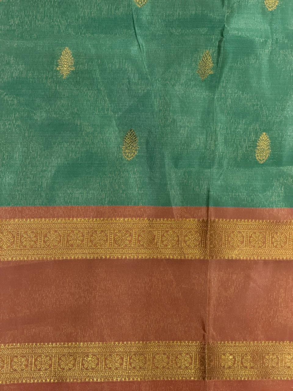 Aqua blue and peach semi silk saree - PIH88I