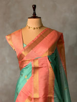 Aqua blue and peach semi silk saree - PIH88I