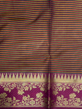Mustard yellow and Magenta semi silk saree - PFAZ15