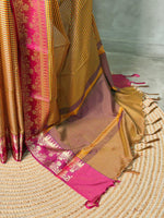 Mustard yellow and Magenta semi silk saree - PIH88K