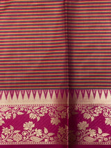 Mustard yellow and Magenta semi silk saree - PFAZ15A