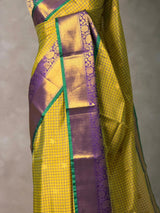 Lime yellow and Violet semi silk saree - PIH88M