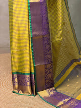 Lime yellow and Violet semi silk saree - PIH88M