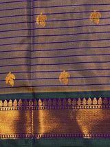 Lime yellow and Violet semi silk saree - PIH88M