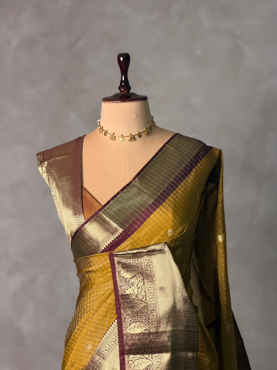 Mustard yellow semi silk saree - PIH88N
