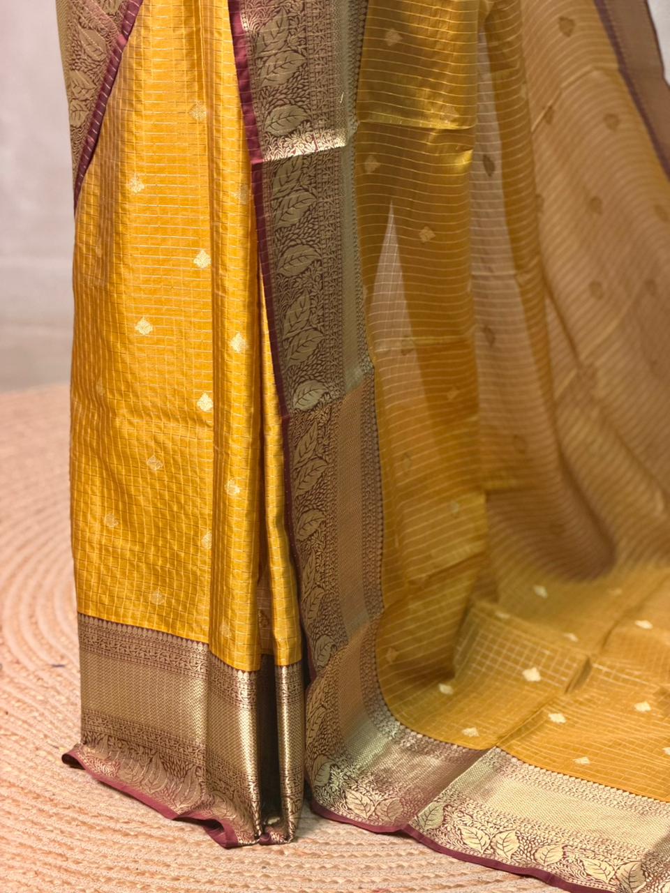 Mustard yellow semi silk saree - PIH88N