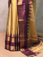 Gold and Purple semi silk saree - PIH88O