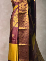 Gold and Maroon semi silk saree - PIH88P