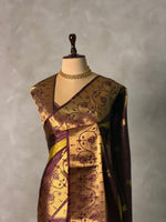 Gold and Maroon semi silk saree - PIH88P