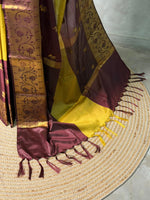 Gold and Maroon semi silk saree - PIH88P
