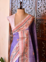 Lavender semi tusser saree- PBR31A