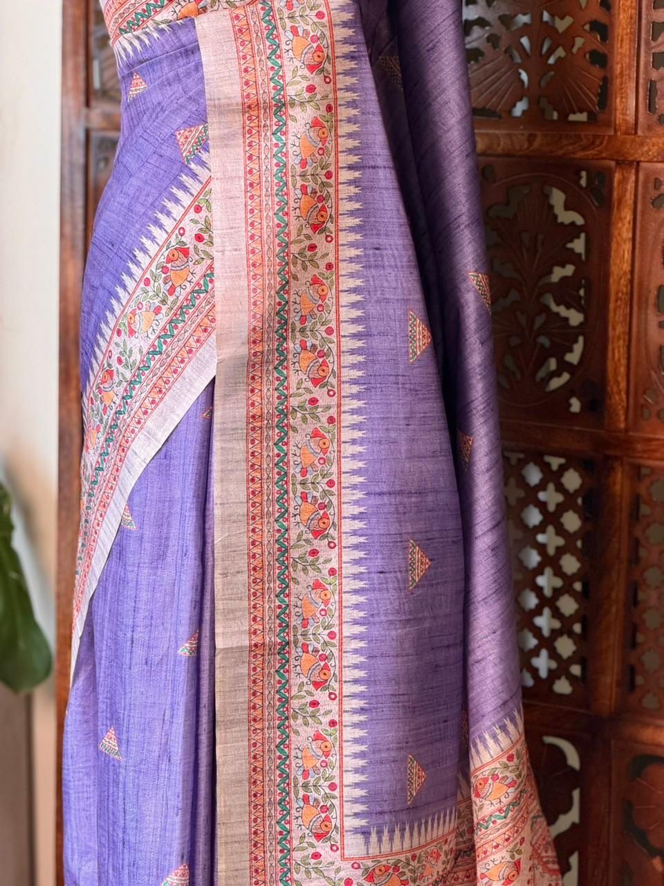 Lavender semi tusser saree- PBR31A