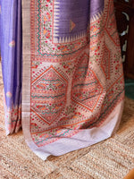 Lavender semi tusser saree- PBR31A