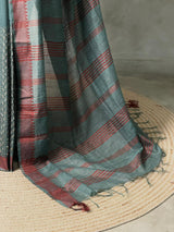 Greyish blue semi tusser saree- PBR32