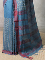 Blue semi tusser saree- PBR32B