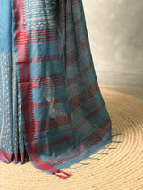 Blue semi tusser saree- PBR32B
