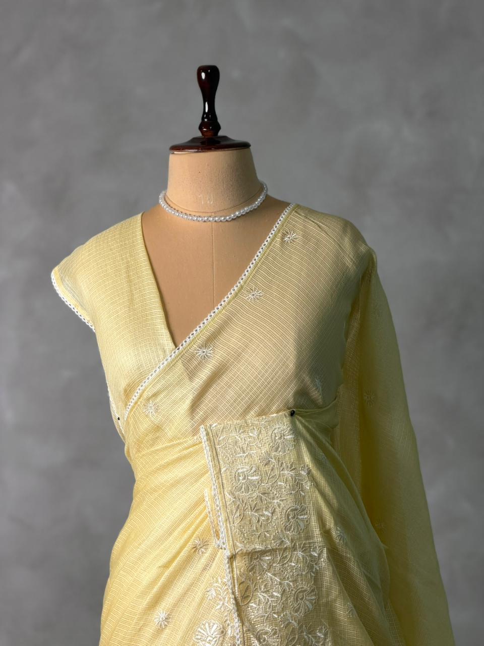 Pastal Yellow soft Kotta saree- PBR33A