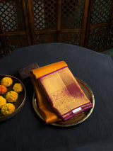 Yellow and maroon Pure Kanchipuram Silk saree - PPURE82