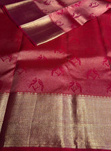 Reddish Pink pure 2g zari Kanchipuram Silk saree - PPURE86