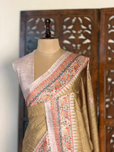Mustard Yellow semi tusser saree- PBR31C