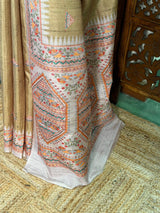 Mustard Yellow semi tusser saree- PBR31C