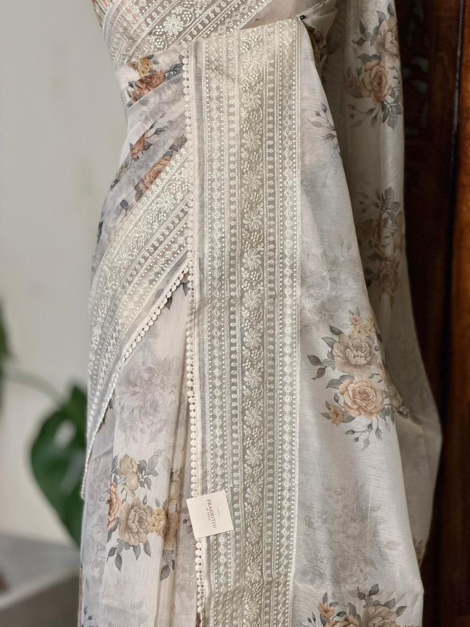 White Net kotta saree - PBR34