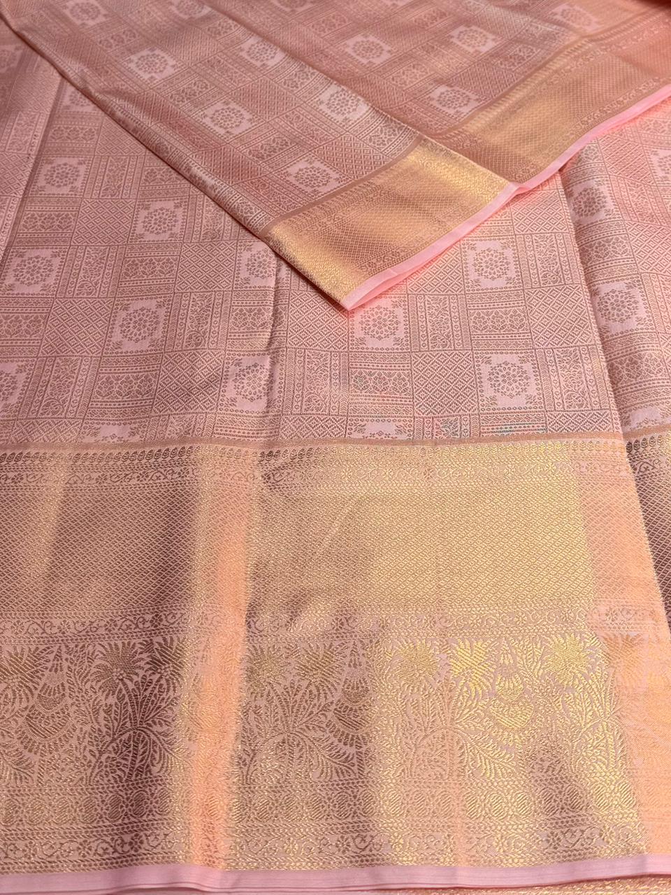 Pastal Pink semi Kanchipuram saree- PBRIDE48