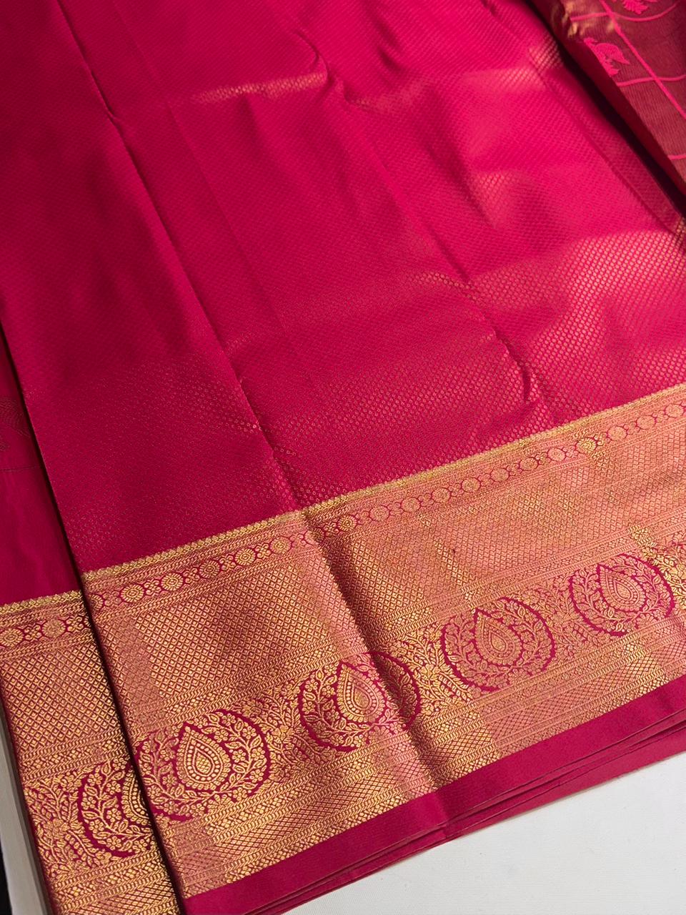 Red semi Kanchipuram saree- PBRIDE48K