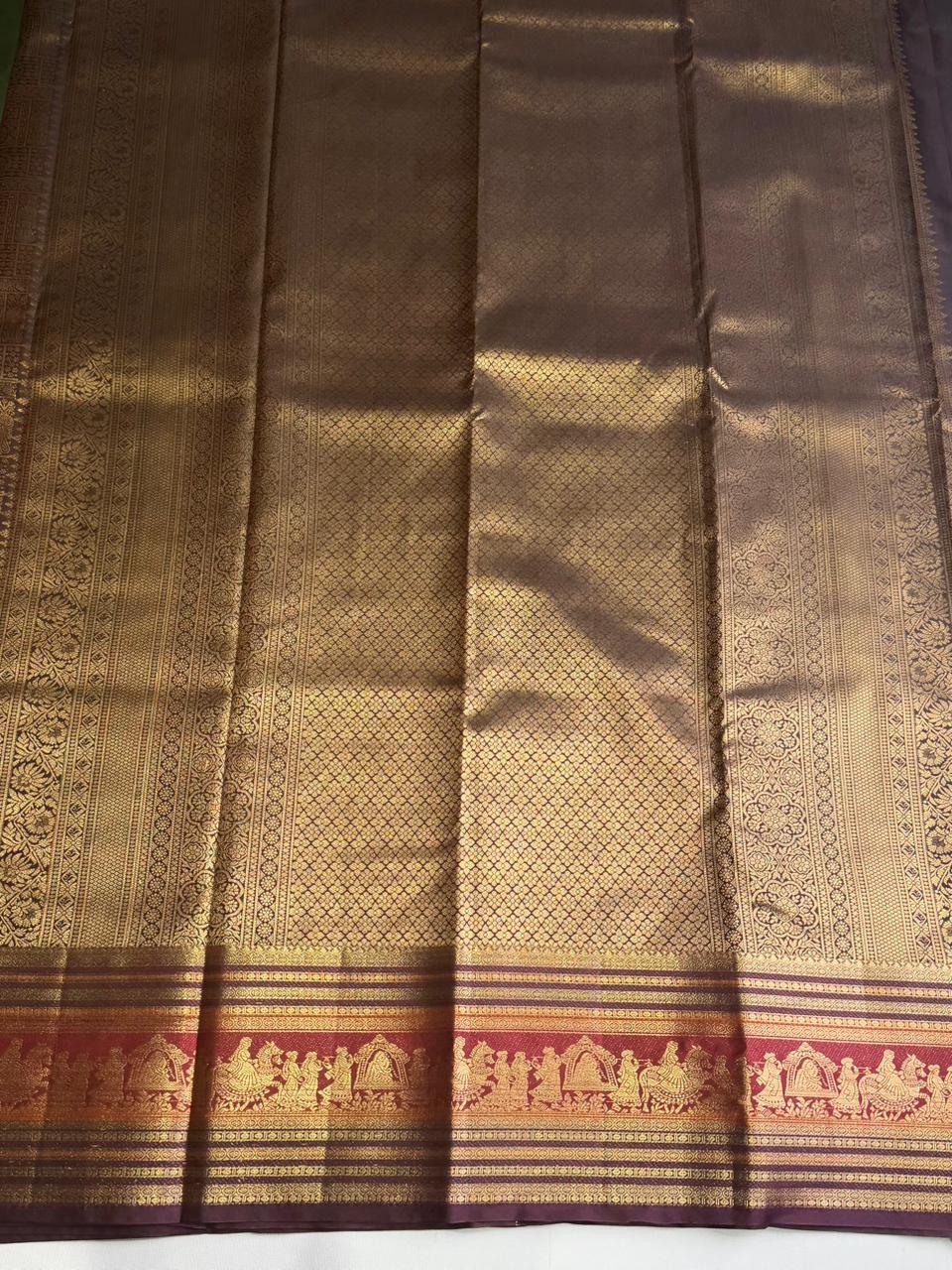 Brown semi Kanchipuram saree- PBRIDE48N