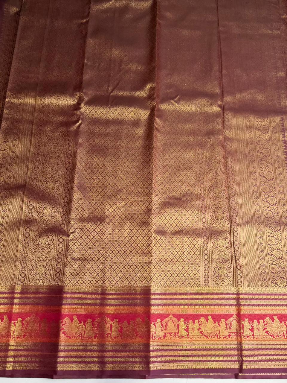 Brown semi Kanchipuram saree- PBRIDE48O