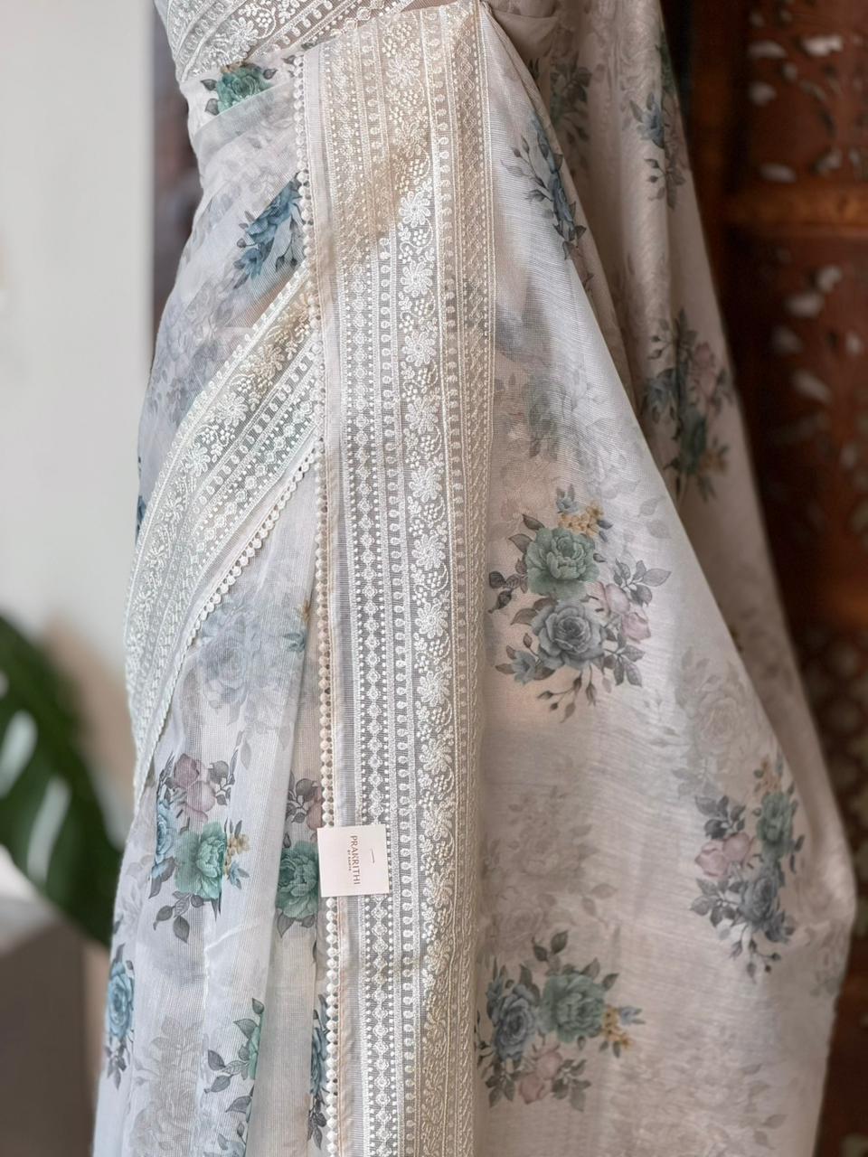 White Net kotta saree - PBR34A