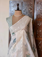 White Net kotta saree - PBR34A