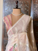 White Net kotta saree - PBR34D