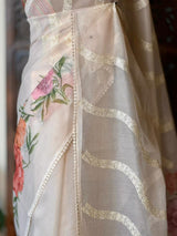 White Net kotta saree - PBR34D