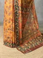 Mustard Yellow mul chanderi saree- PBR26C1