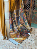 Mustard Yellow semi tusser saree- PBR28F