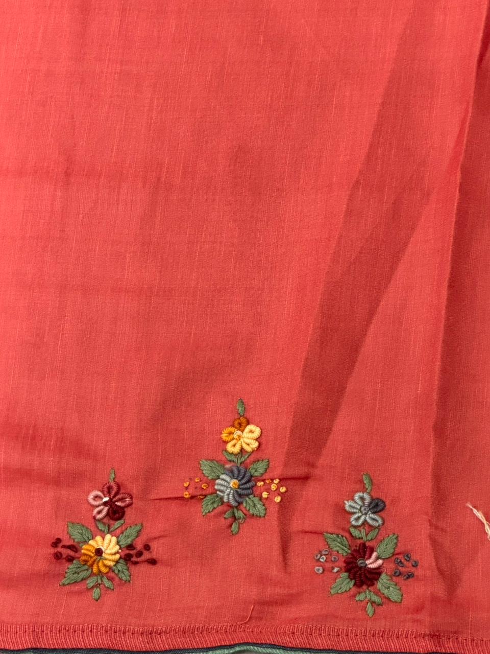 Tusser hand worked saree- PBR36A