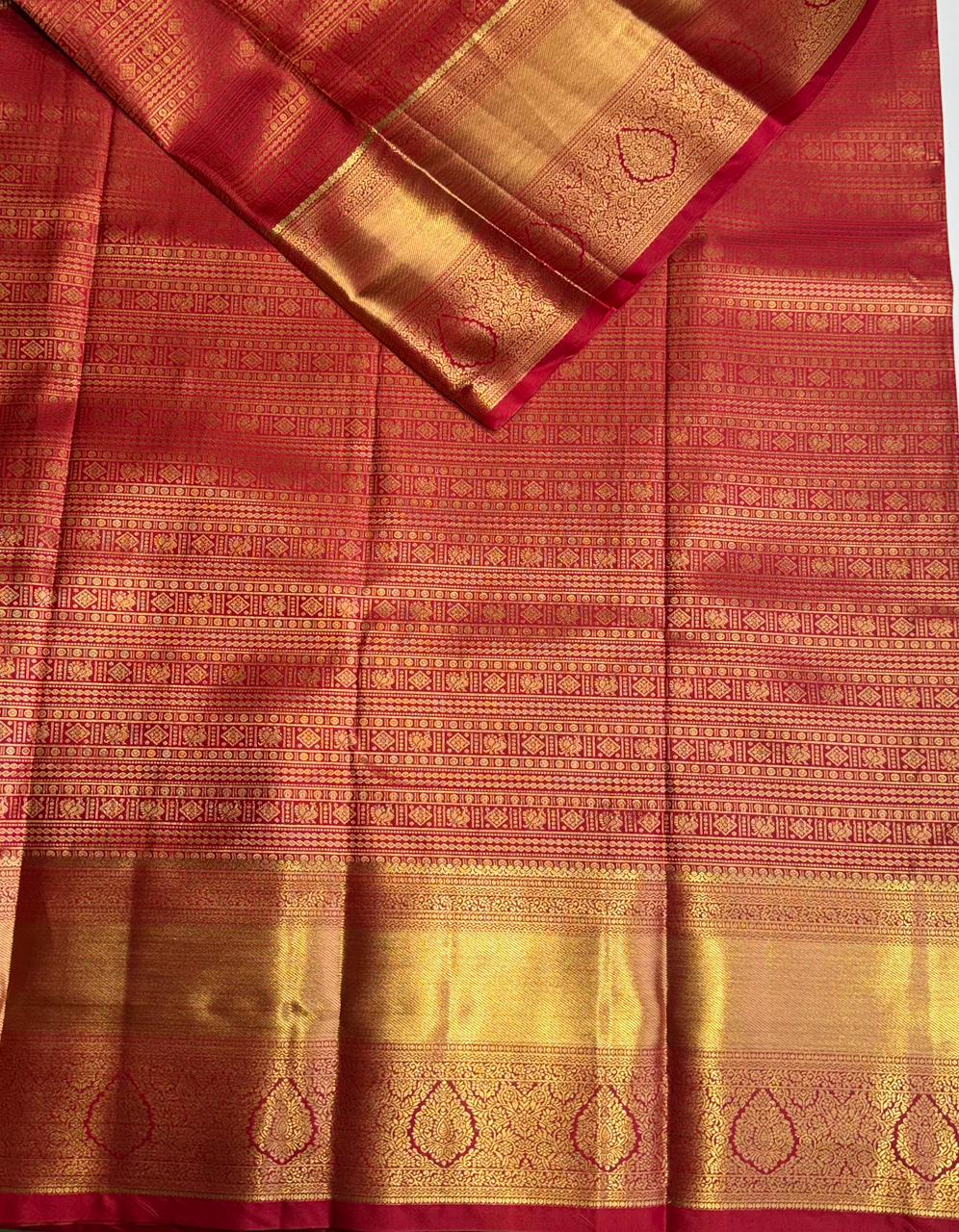 Maroon semi Kanchipuram saree- PBRIDE48R