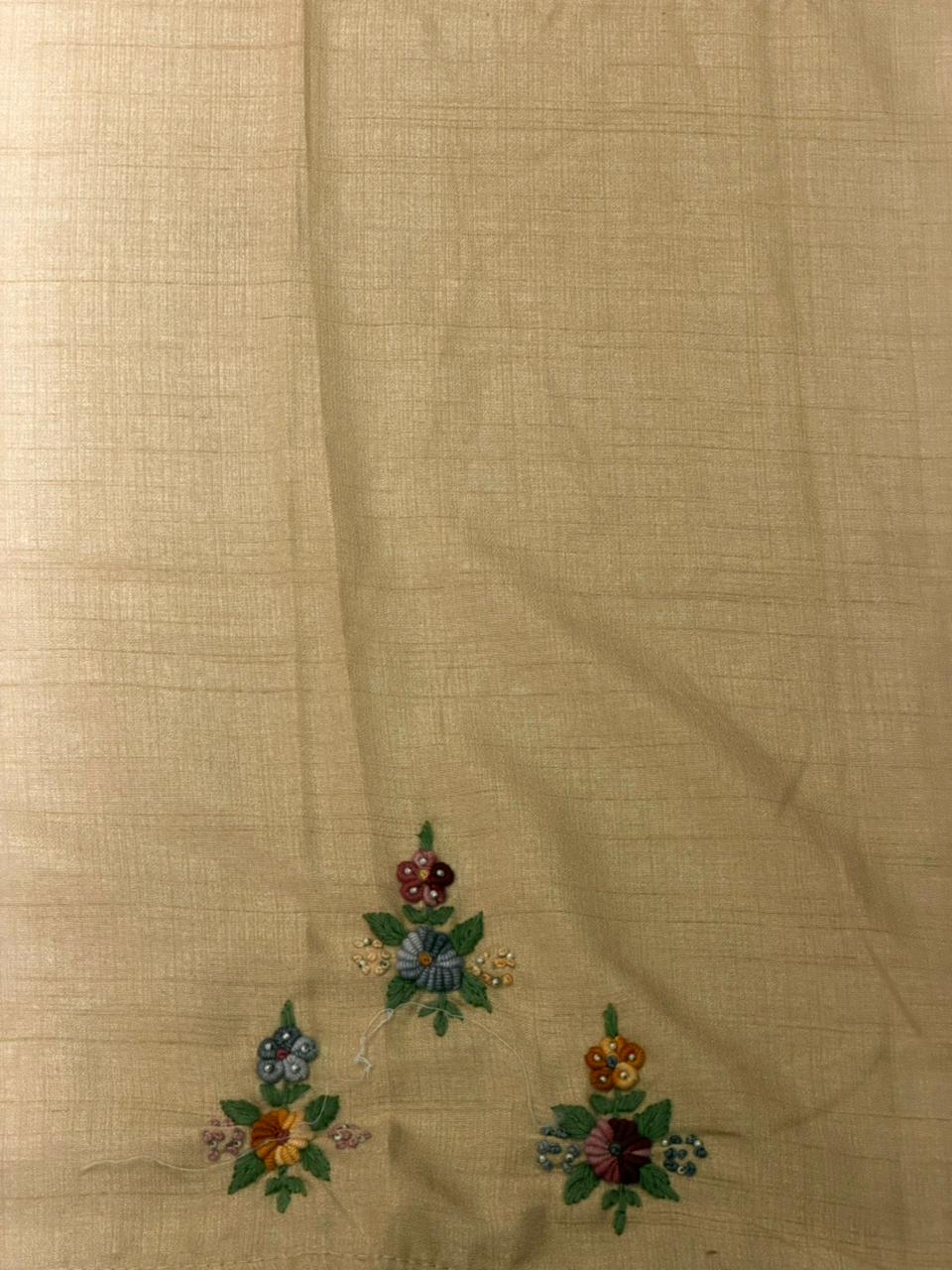 Tusser hand worked saree- PBR36B