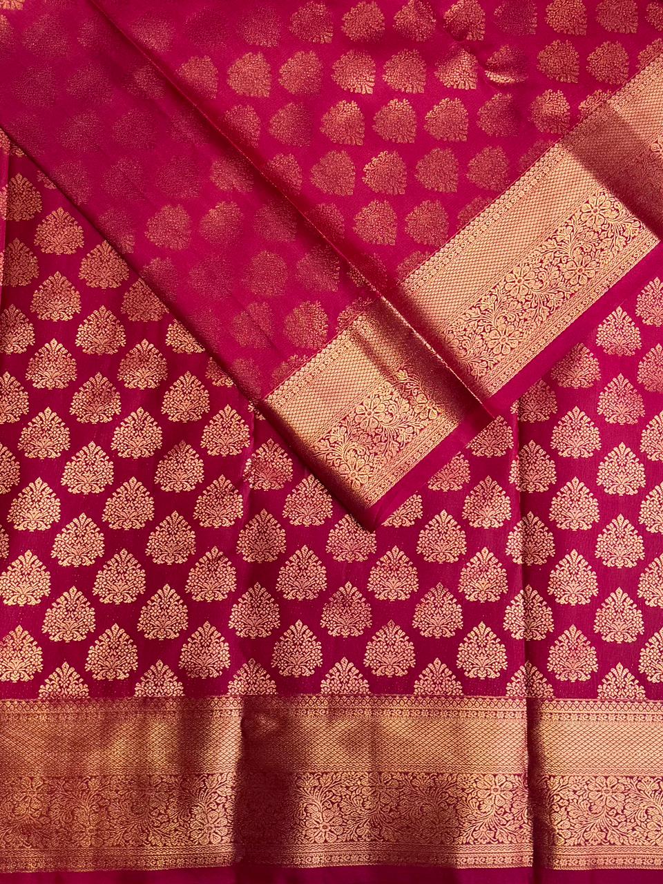 Magenta semi Kanchipuram saree- PBRIDE48V