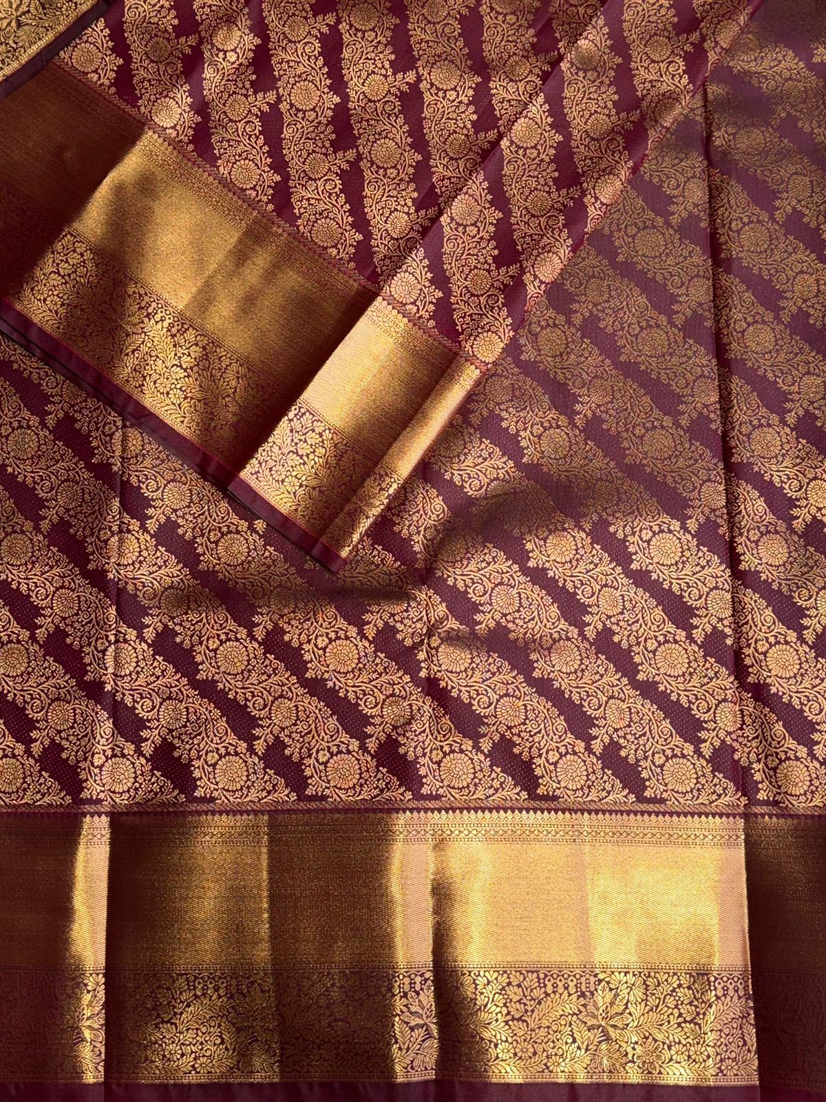 Brown semi Kanchipuram saree- PBRIDE48W