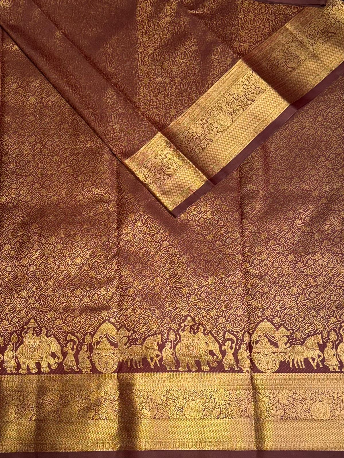 Brown semi Kanchipuram saree- PBRIDE48Z