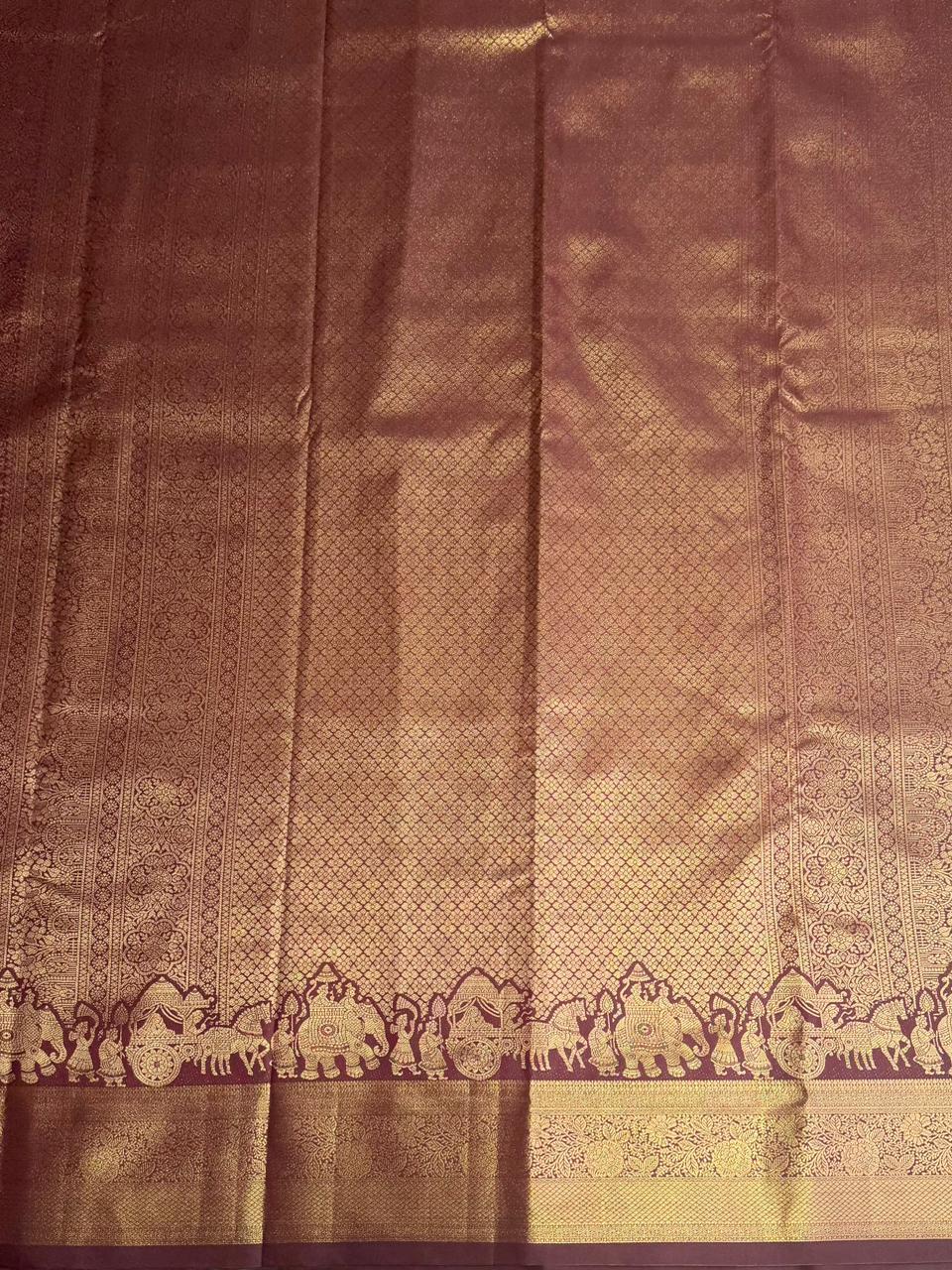Brown semi Kanchipuram saree- PBRIDE48Z
