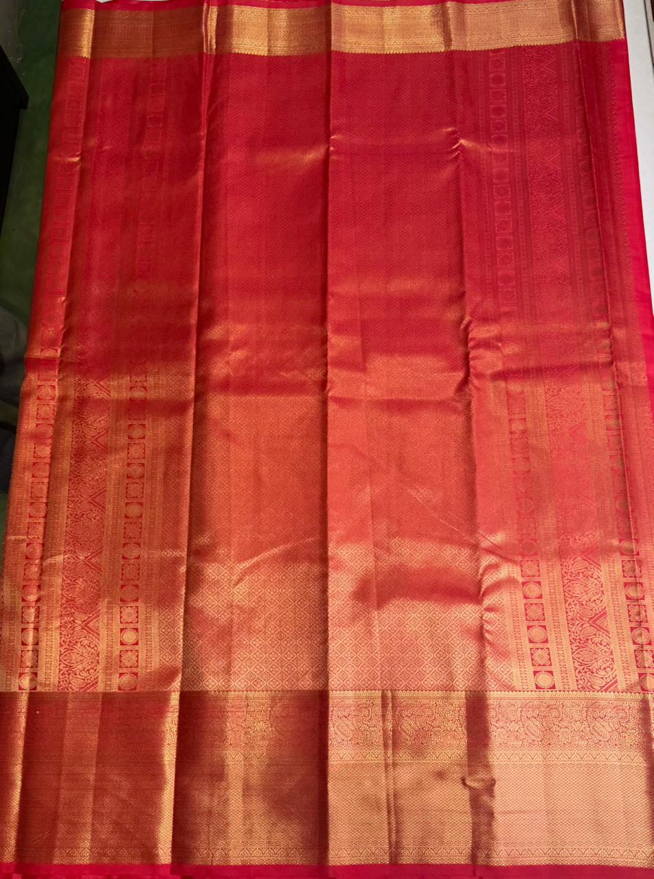 Red semi Kanchipuram saree- PBRIDE48ZC