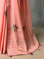 Tusser hand worked saree- PBR36D
