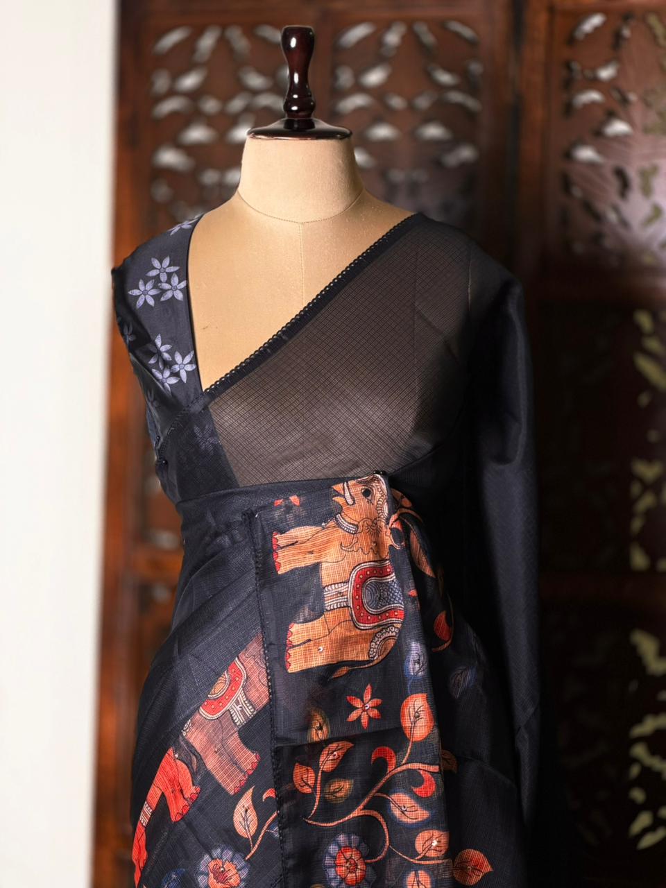 Black Soft kotta saree - PBR35C