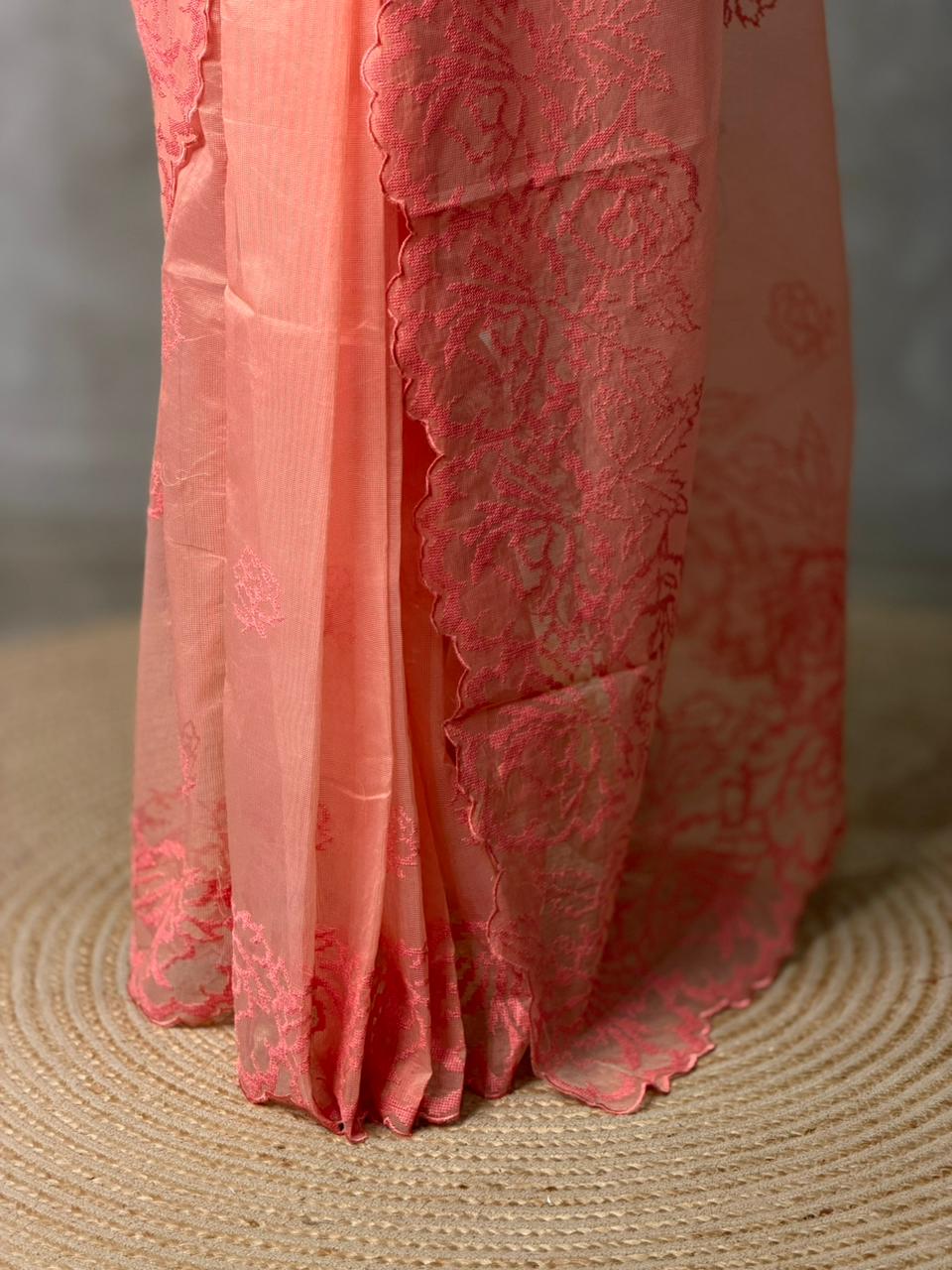 Peach net Kotta saree- PBR33S4