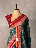 Green Chanderi silk cotton saree- PBR36E