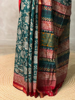 Green Chanderi silk cotton saree- PBR36E