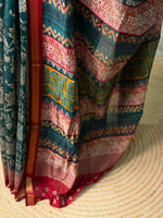 Green Chanderi silk cotton saree- PBR36E